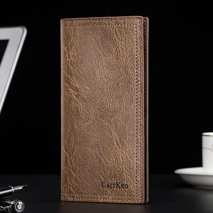Portefeuille Long en cuir ciré à l'huile pour hommes