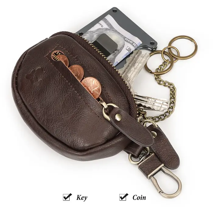 KAVIS porte-monnaie en cuir véritable hommes portefeuille Mini court fermeture éclair sacs à main souples sac à clés cadeau pour poche d'argent petit support pour clé
