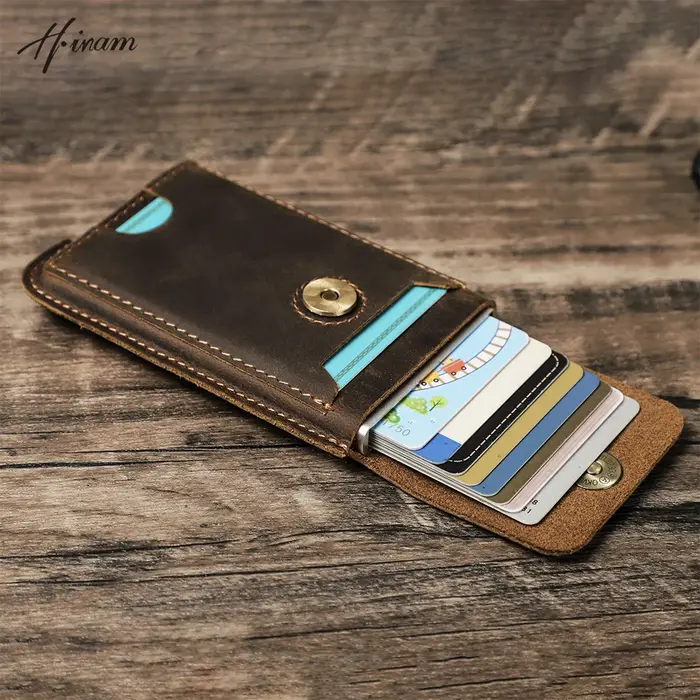 Hiram Vintage en cuir véritable RFID blocage porte-carte portefeuille pour hommes de luxe carte