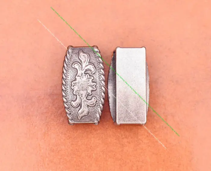 Boucle ardillon de barre d'extrémité en argent massif, ensemble de 3 pièces, bricolage, maroquinerie, Cowboy occidental, fleur, boucle de ceinture de remplacement adaptée à 38mm