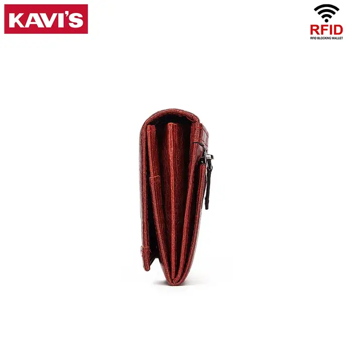 KAVIS Portefeuille long à trois volets pour femme