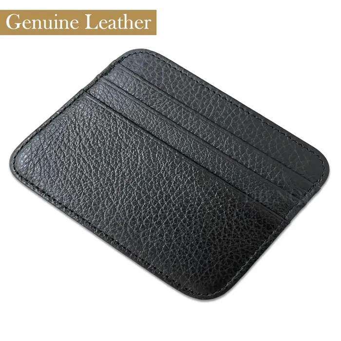 Portefeuille Ultra fin en cuir motif Lichi, porte-cartes en cuir véritable, porte-cartes de crédit b