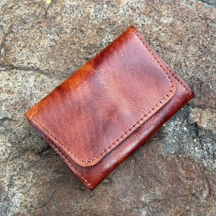 Brepostal-Portefeuille en cuir véritable rétro pour hommes et femmes