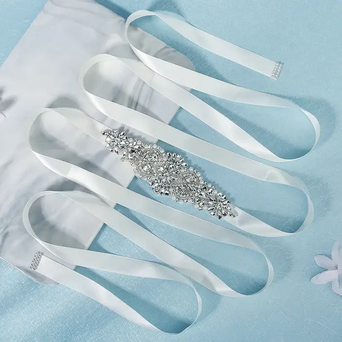 Ceinture de mariée en cristal argenté pour femmes