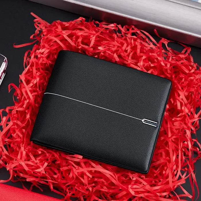Portefeuille court en cuir de vache souple pour hommes