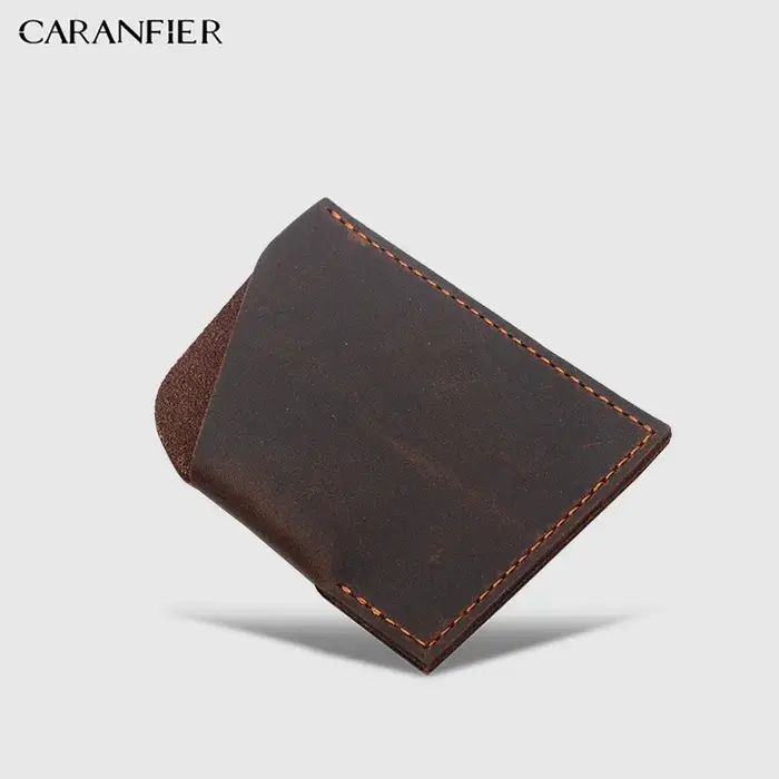 CARANFIER portefeuilles pour hommes porte-carte Premium fabriqué en cuir véritable Cartera Ultra-mince femmes sacs à main unisexe crédit Notecase