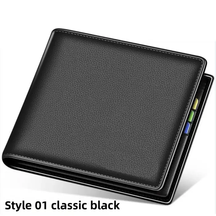 Portefeuille court horizontal pour hommes avec permis de conduire et plusieurs emplacements pour car