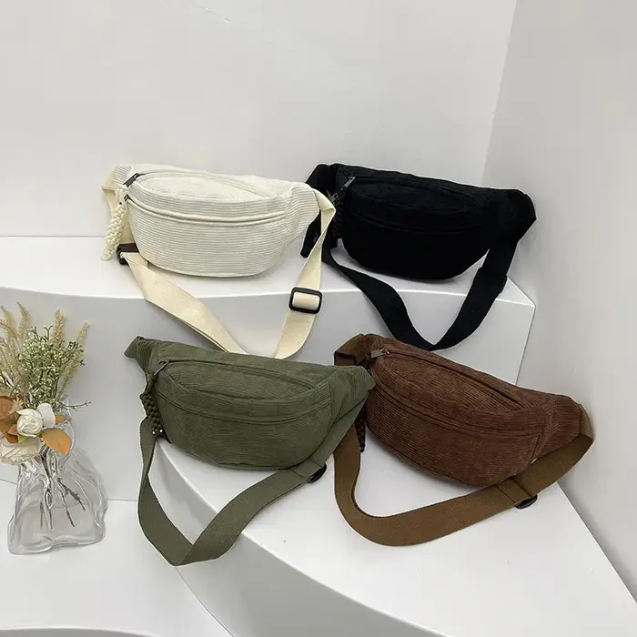 Sacs de ceinture en velours côtelé décontractés pour femmes
