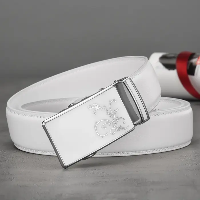 Ceinture en cuir de vachette automatique pour homme, ceinture double face, cuir véritable, chic, déc