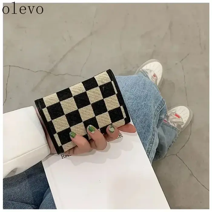 Nouveau noir blanc vérifier exquis haut de gamme multi-porte-carte pour les femmes mince étui à cartes Portable