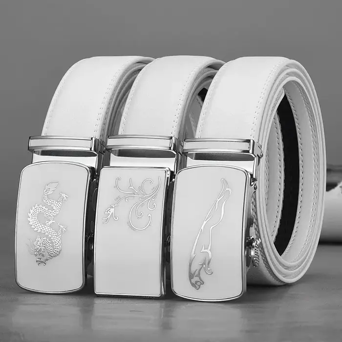 Ceinture en cuir de vachette automatique pour homme, ceinture double face, cuir véritable, chic, déc