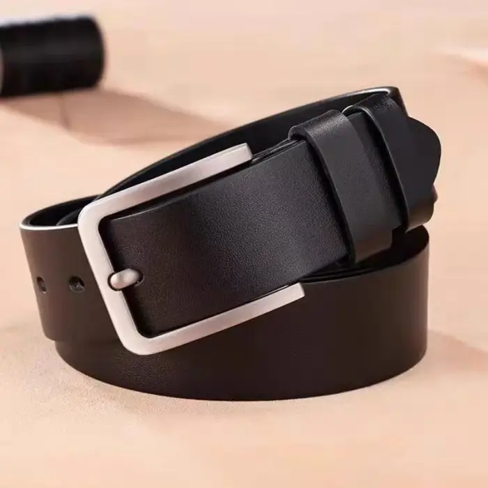 Ceinture décontractée Vintage pour hommes, boucle ardillon noire, large ceinture en cuir polyvalente