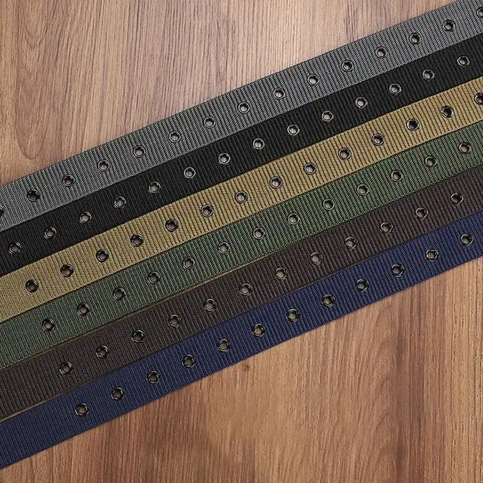 Ceinture en cuir à boucle ardillon en toile poreuse pour hommes