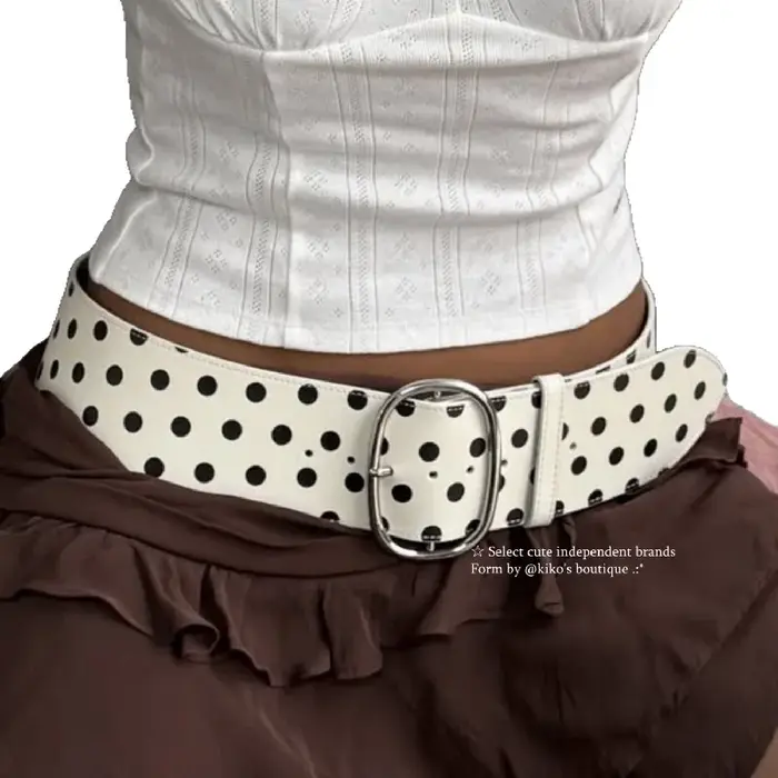 Ceinture large vintage à pois pour femme