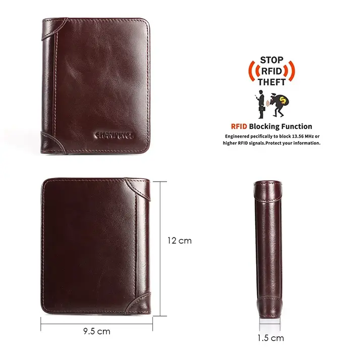CHANPINCL - Portefeuille en cuir de vache véritable italien pour homme