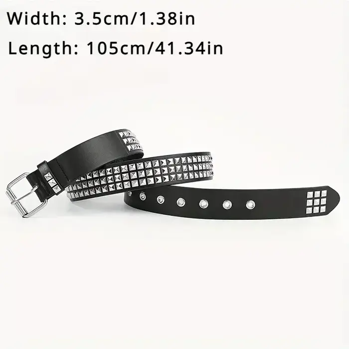 Nouvelle ceinture à rivets carrés 2026, ceinture en métal à pyramides, ceinture punk pour hommes et
