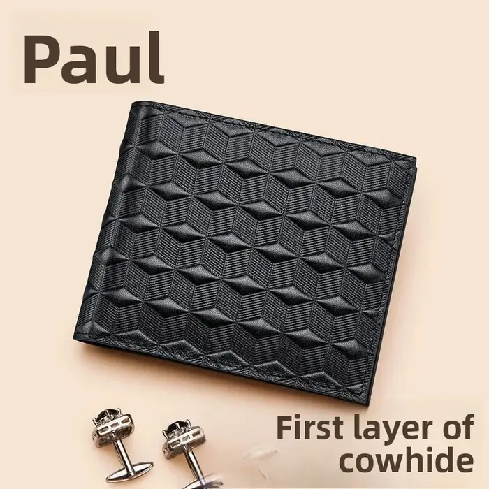 Portefeuille court pour homme Paul King en cuir véritable