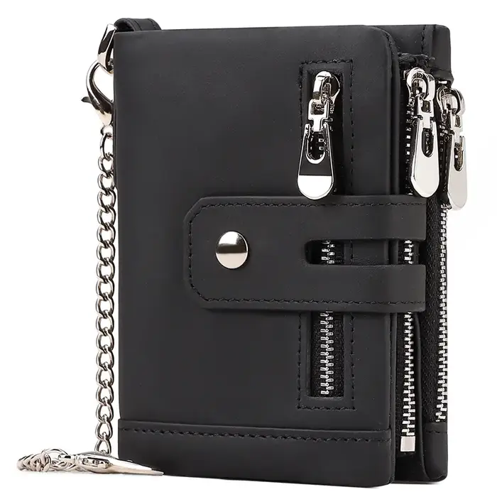 KAVIS portefeuille en cuir véritable pour hommes RFID porte-carte de crédit sac à main court Double 