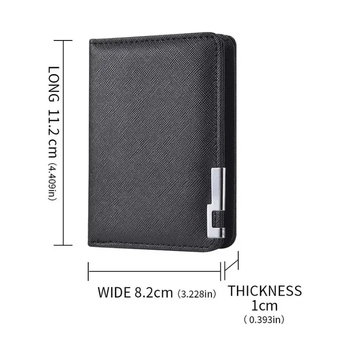 Petit portefeuille fin de style professionnel - Plusieurs emplacements pour cartes, porte-cartes de crédit et permis de conduire, géométrique en similicuir noir