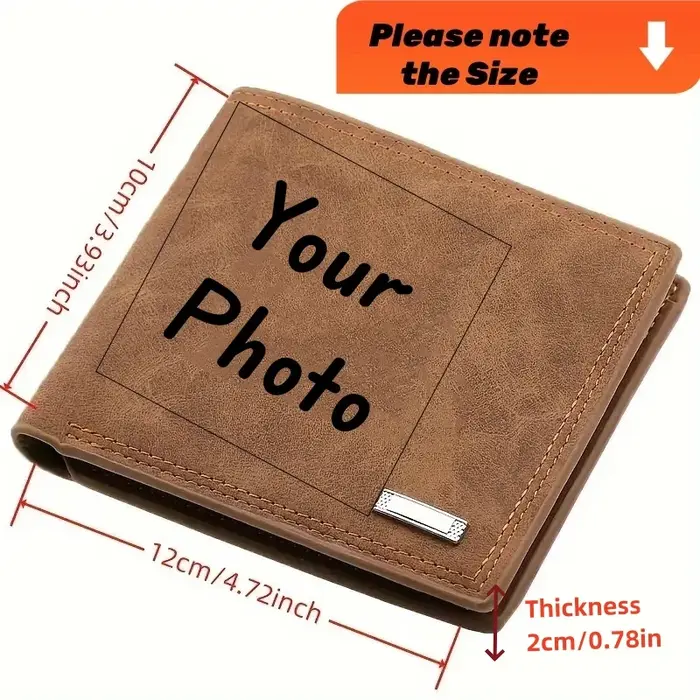 Portefeuille vintage personnalisé gravé avec photo pour homme