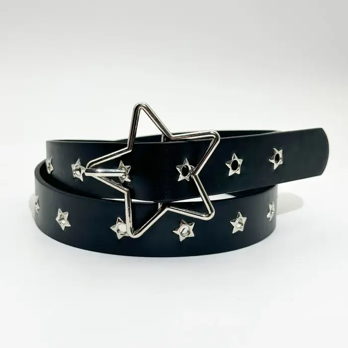 Ceinture Y2K Punk Star à œillets et rivets noirs