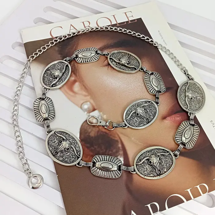 Ceinture chaîne en argent Vintage pour femmes