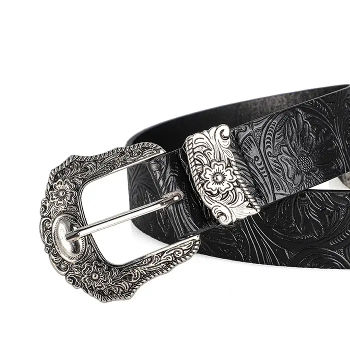 Ceinture rétro pour hommes et femmes, style bohème - avec boucle en strass, accessoire de mode street punk rock hip hop
