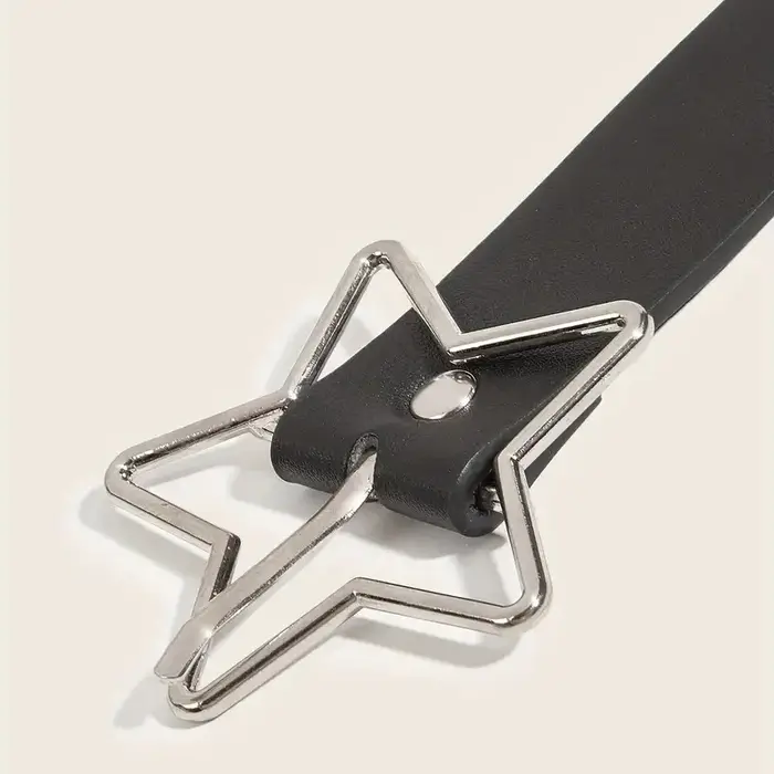 Ceinture Y2K Punk Star en cuir PU noir à rivets et œillets, style Goth, pour femmes, jeans, pantalons, garçons et filles, étudiants