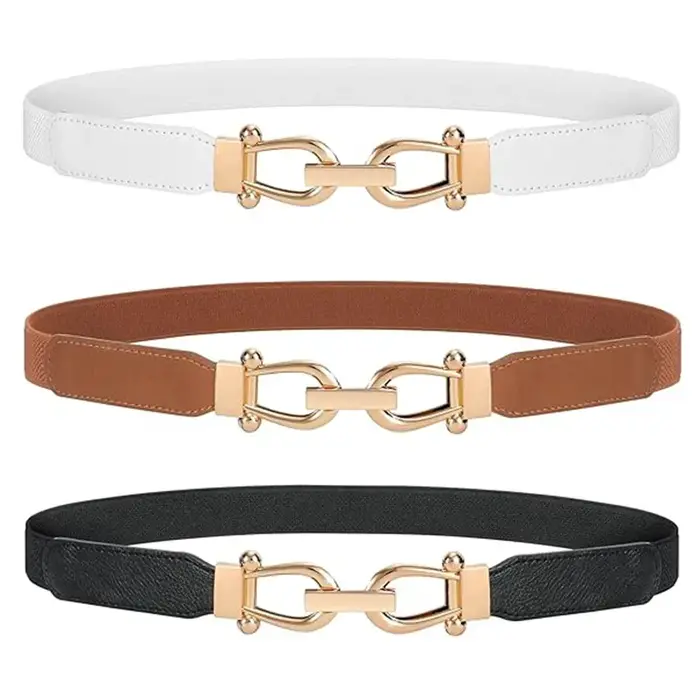 Ceinture Slim boutonnée dorée pour femmes