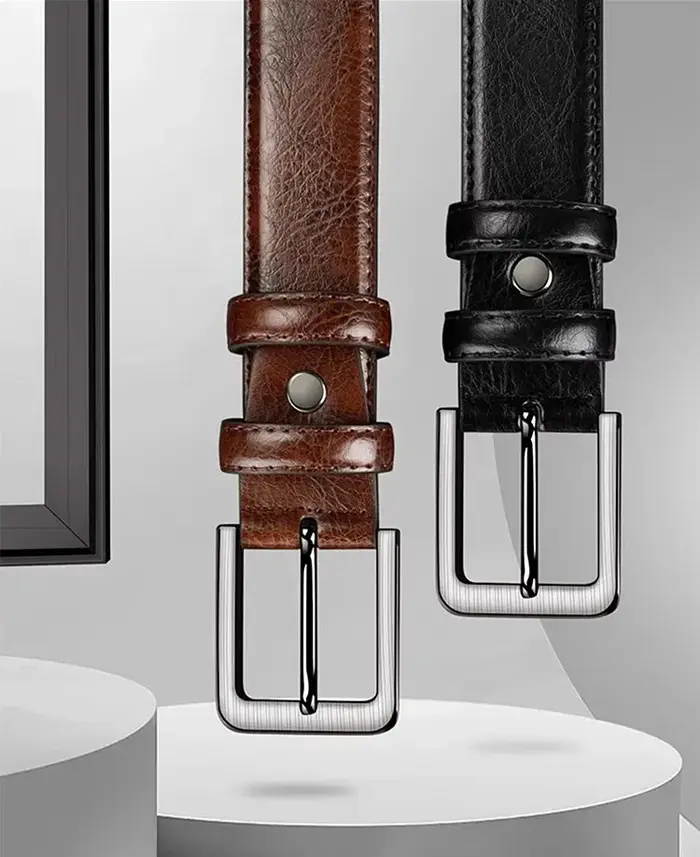 Ceinture pour homme en cuir véritable de haute qualité avec boucle