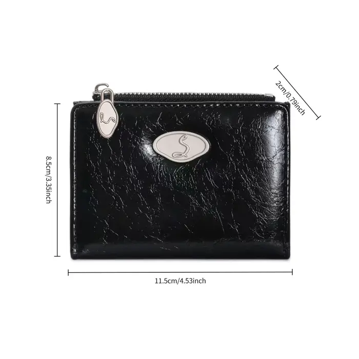 Portefeuille court brillant rouge vin pour femme