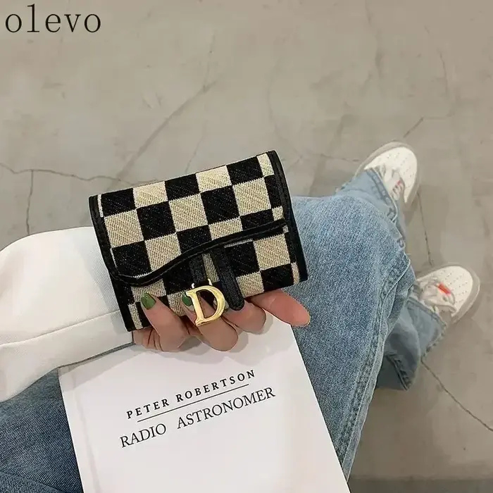 Nouveau noir blanc vérifier exquis haut de gamme multi-porte-carte pour les femmes mince étui à cartes Portable