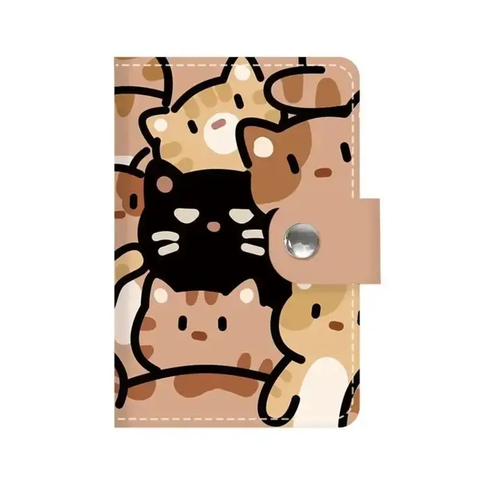Porte-cartes imprimé chat mignon pour femme, mini portefeuille de grande capacité, porte-cartes mult