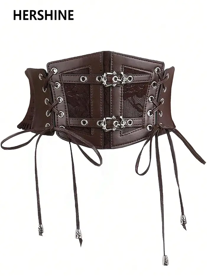 HERSHINE 1 pièce femmes mode boucle en cuir élastique large ceinture
