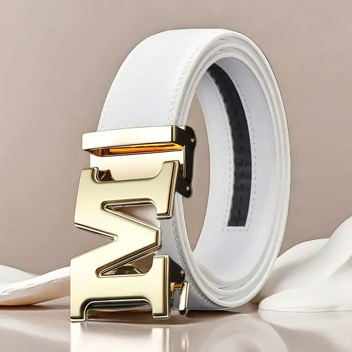 Ceinture blanche pour homme 2026 avec boucle automatique en alliage – Tendance