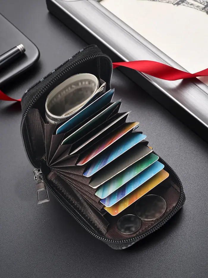 Porte-cartes en PU pour homme - Motif géométrique élégant