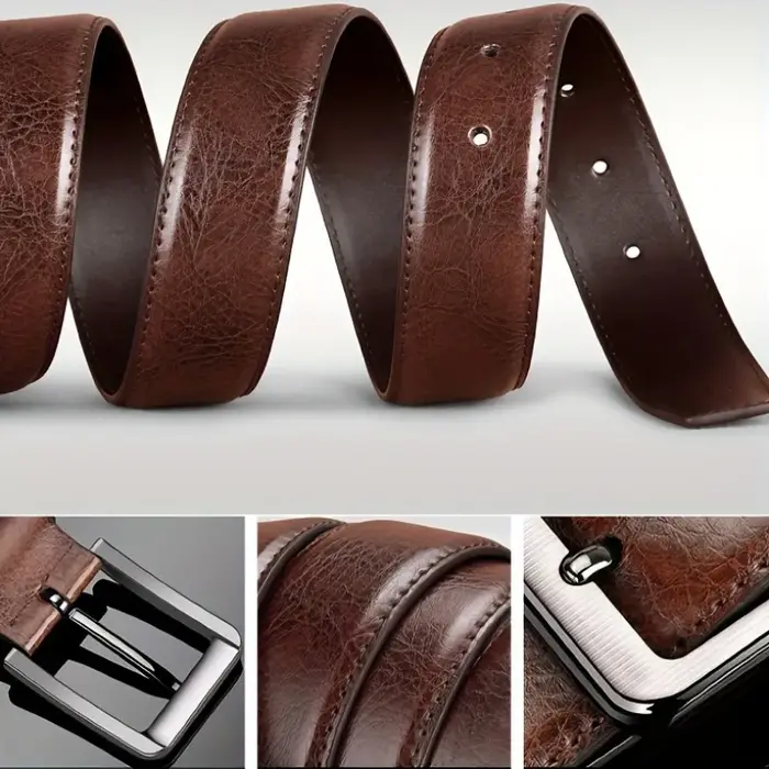 Ceinture de luxe pour homme en cuir PU avec boucle ardillon métallique