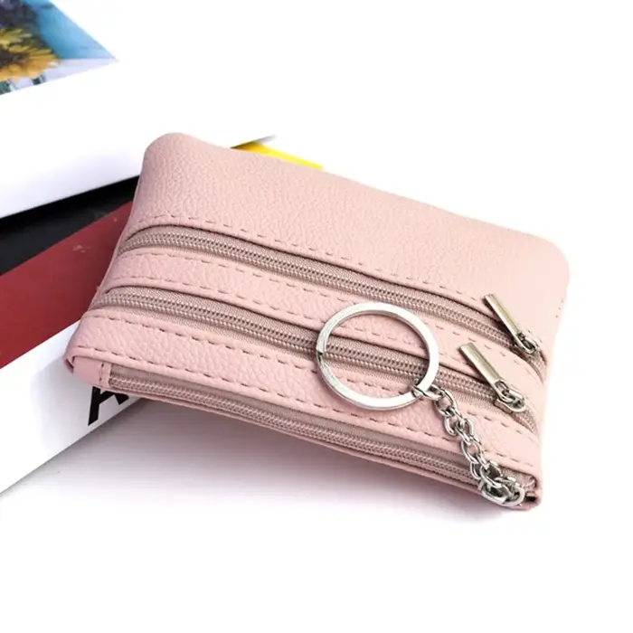 Porte-monnaie en cuir Pu noir pour hommes et femmes