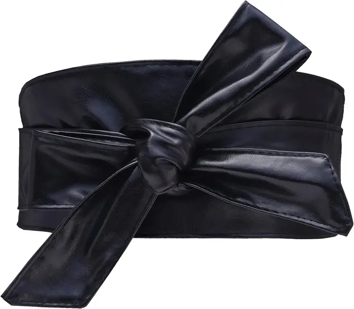 Ceinture large en cuir PU pour femme, ceinture Obi à nouer soi-même, ceinture à nœud papillon, coule