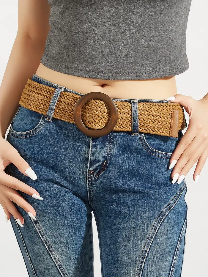 Ceinture tressée en corde cirée marron pour femme