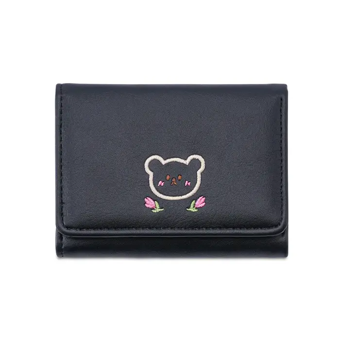 Portefeuille brodé avec motif d'ours