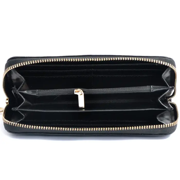 Portefeuille long en cuir véritable pour femme