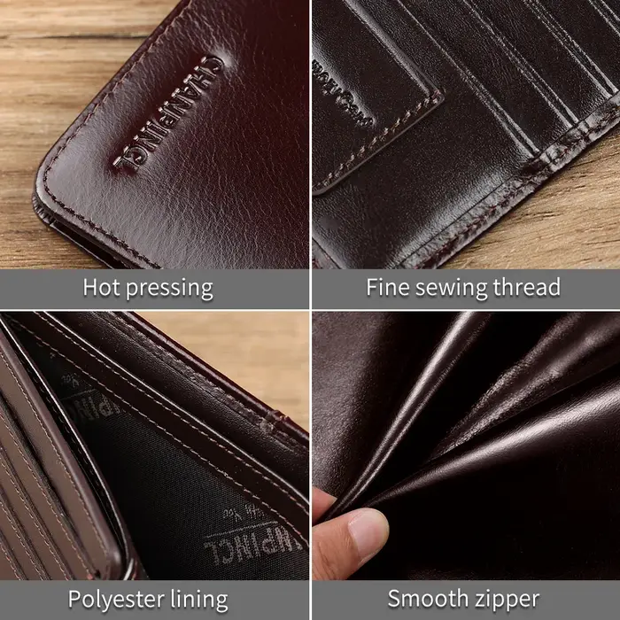 Portefeuille Homme Cuir Italien Tri-Fold Horizontal Slim CHANPINCL – Multi-Cartes