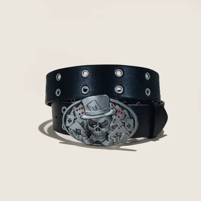 Ceinture pour hommes rétro fait vieille alliage gothique boucle ceinture circulaire Rivet femmes cei