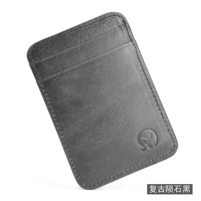Portefeuille souple Super mince en cuir véritable pour hommes et femmes, portefeuille minimaliste av