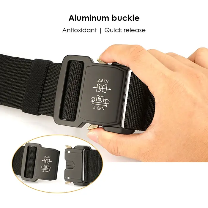 KOLBER 5cm Ceinture élastique hommes alliage d’aluminium boucle à dégagement rapide tactique en plein air