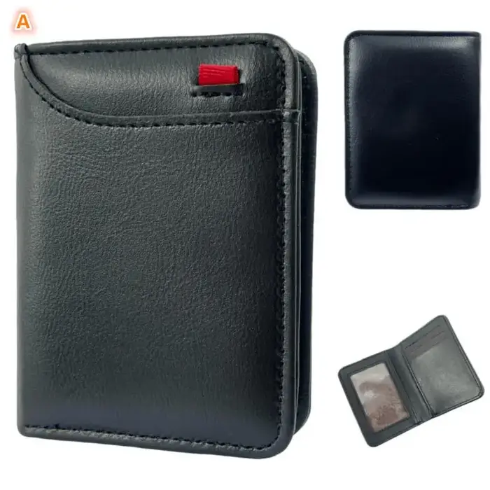 Portefeuille portable super fin en cuir PU, mini porte-cartes de crédit, porte-monnaie, porte-cartes