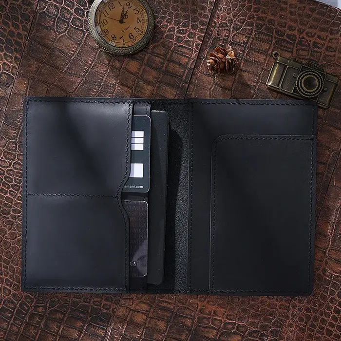 Porte-passeport en cuir véritable pour hommes