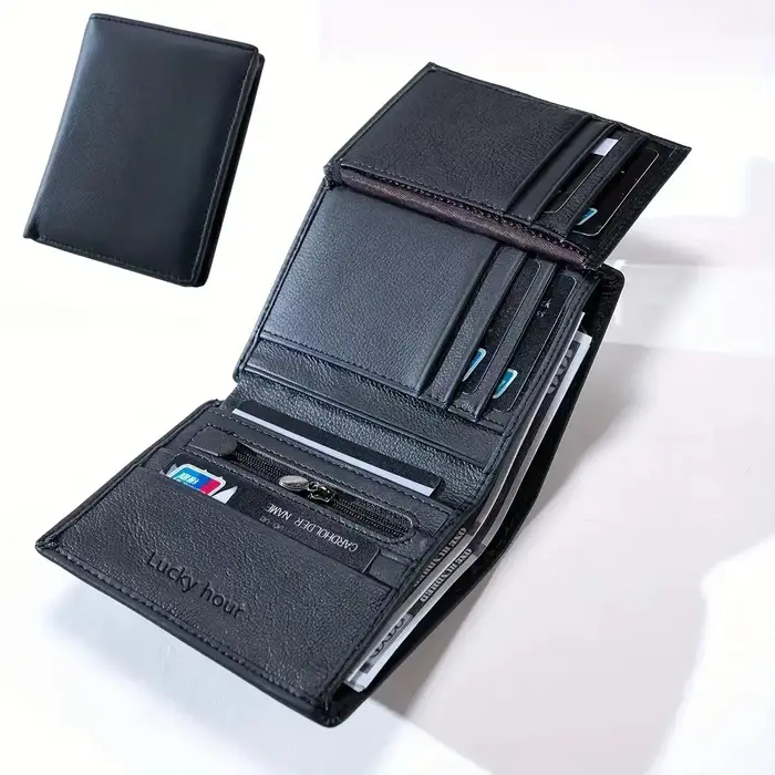Portefeuille pour hommes en cuir véritable à fente multi-cartes