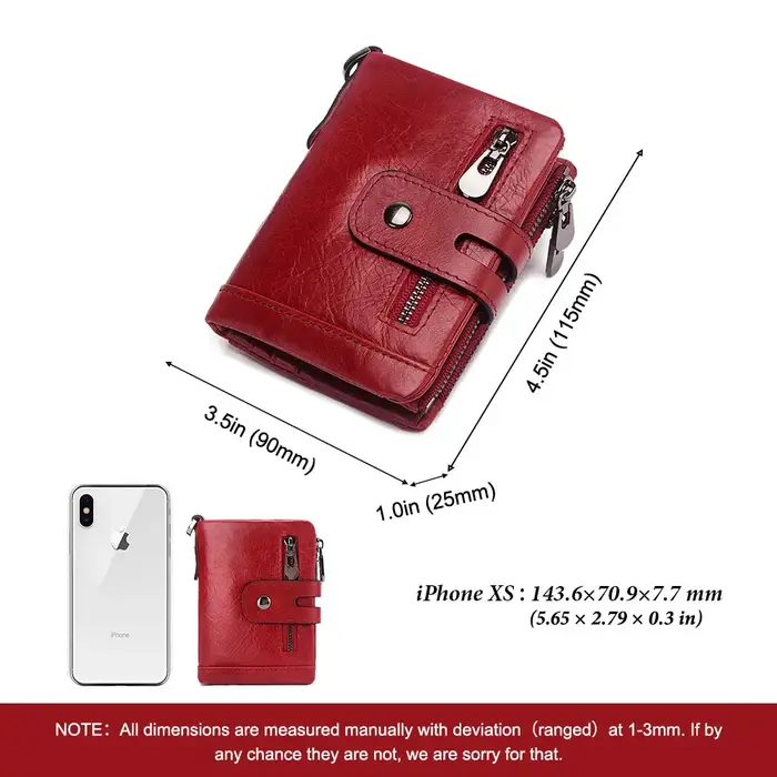 Mode femmes portefeuille en cuir véritable femme pochette portefeuilles moraillon Double fermeture éclair conception courte monnaie poche ID porte-carte sac à main